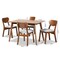 Baxton Studio Damara Mid-Century Modern Grey Fabric and Walnut Brown Finished Wood 5-Piece Dining Set 183-11645-11644-Zoro - alternate 5